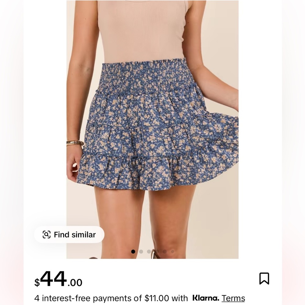 Pink Lily Blue and Yellow Floral Skirt
